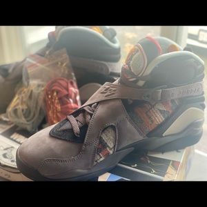 New never worn anime AIR Jordan 8 retro N7 thunder grey/ black-LT Graphite